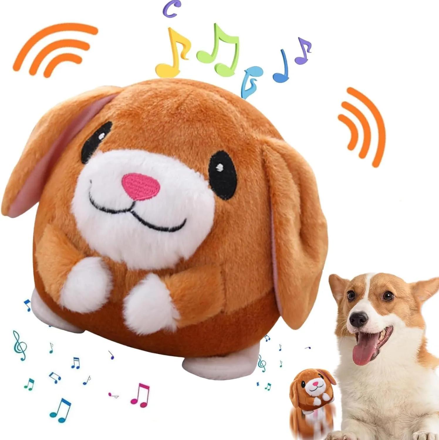 Active Moving Plush Toy, Interactive Pet Bouncing Balls, USB Rechargeable Sound Electronic Dog Toy, Cute Squeaky Pig Dog Toy