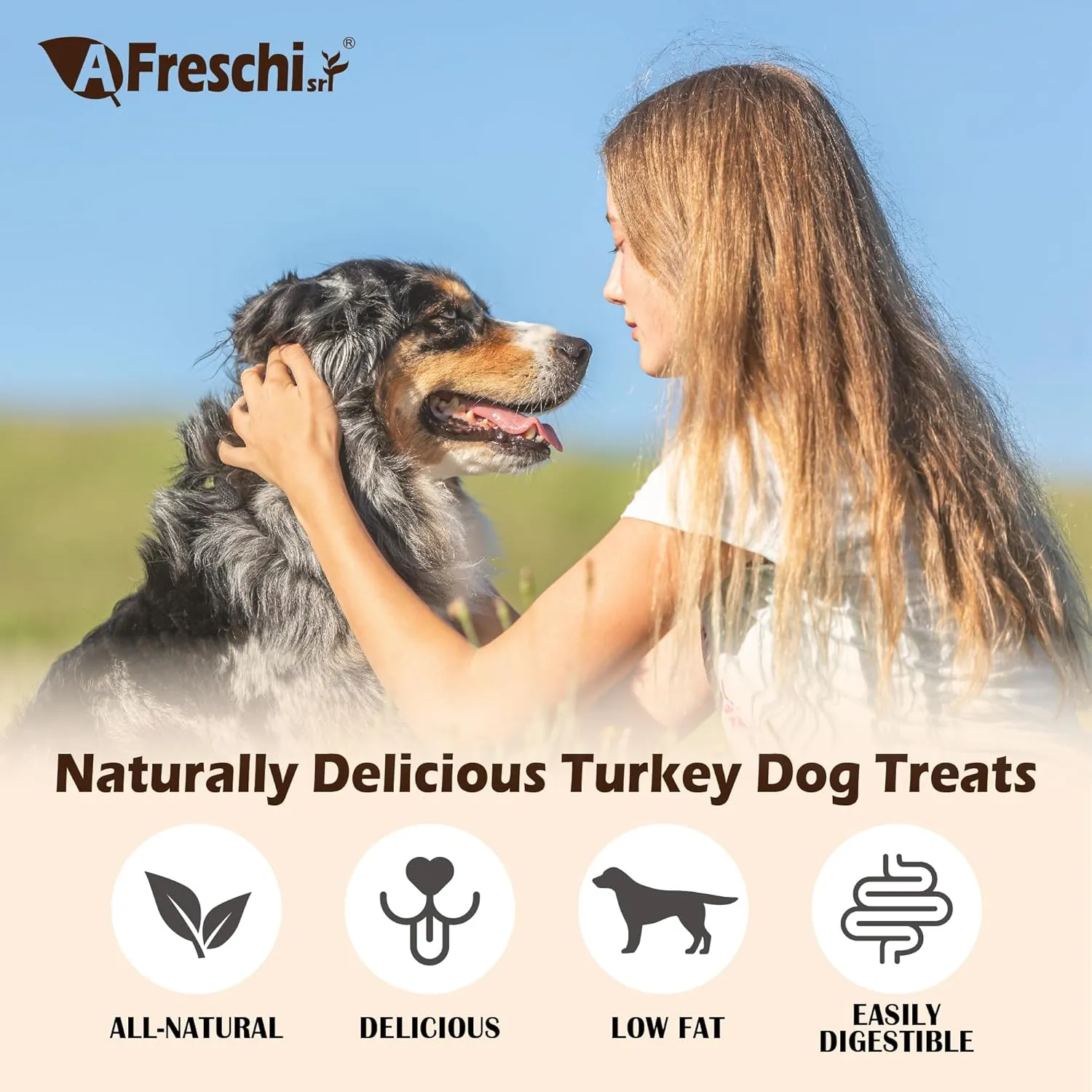 Afreschi Natural Turkey Treats Mini Bars  6 oz, USA-Sourced, All-Natural, Hypoallergenic, Low-Fat, Healthy & Easily Digestible, Puppy & Training Snack