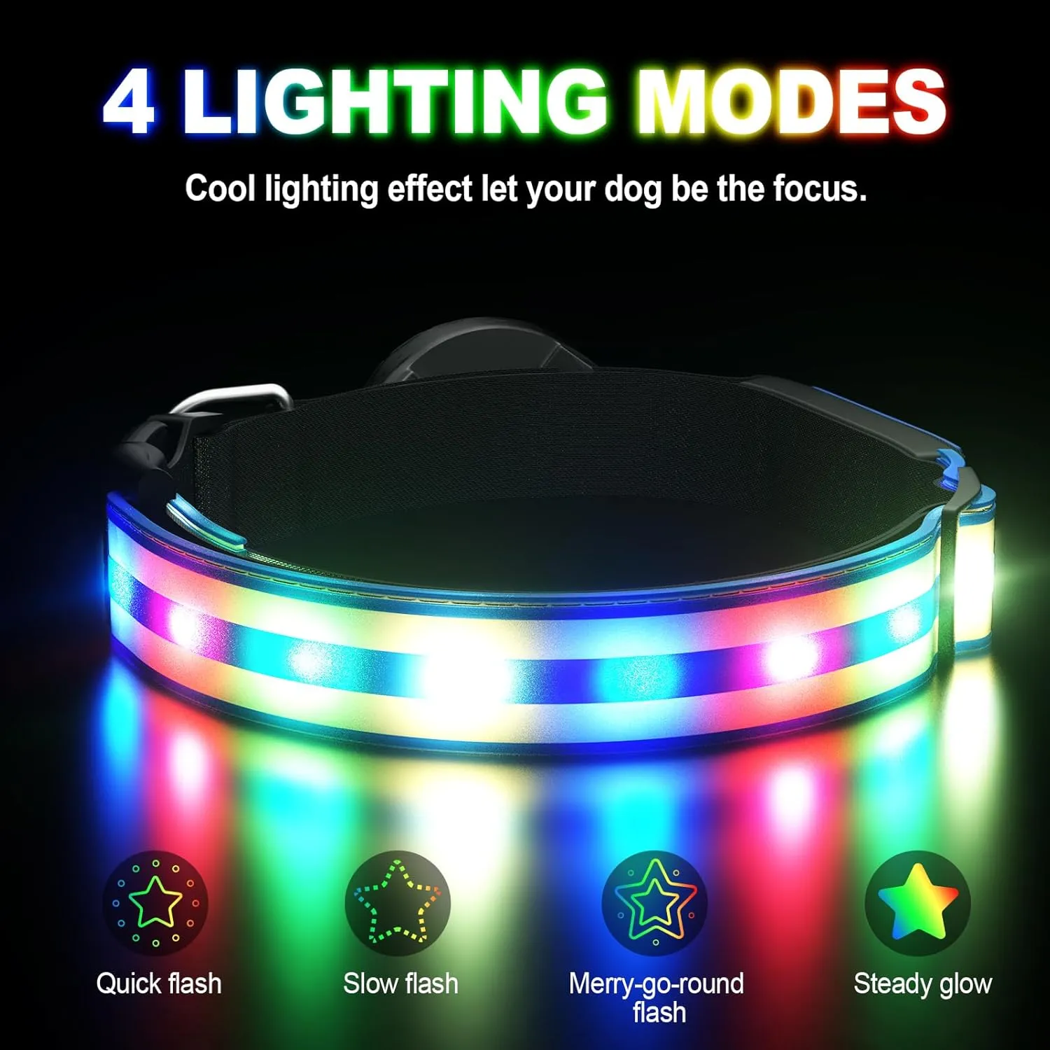 Airtag Dog Collar Light Dog Collars with AirTag Holder Rechargeable LED Glowing Dog Collar Adjustable Bright Cool Collar for Dogs in The Dark Waterproof Blue
