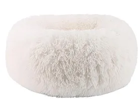 BODISEINT Modern Soft Plush Round Pet Bed for Cats or Small Dogs, Mini Medium Sized Dog Cat Bed Self Warming Autumn Winter Indoor Snooze Sleeping Cozy Kitty Teddy Kennel (20 D x 8'' H, White)