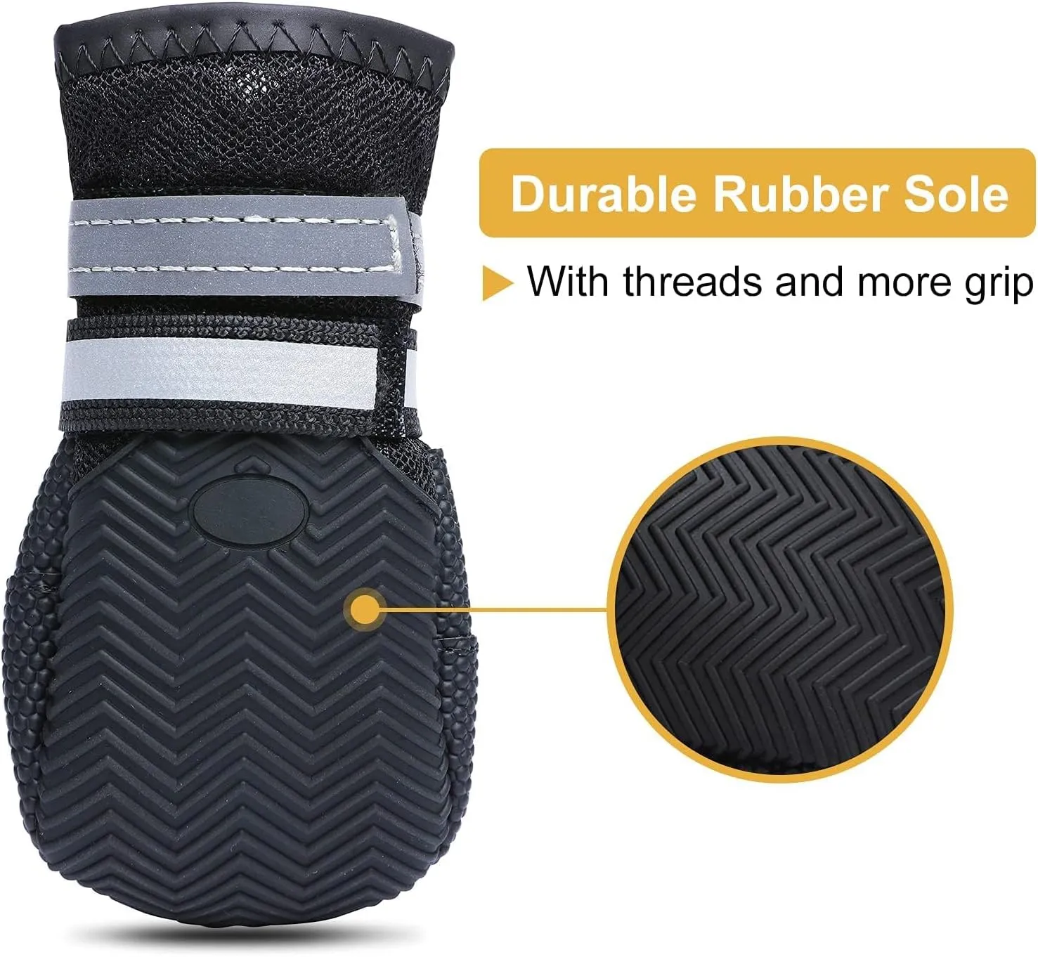 Breathable Mesh Dog Boots Nonslip Soft Rubber Sole Dog Shoes for Medium Large Dogs Paw Protectors for Summer Hot Pavement (Pack of 4)