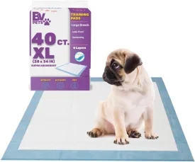 BV Pet Training Pads for Dogs and Puppies, X-Large 28" x 34" Training Pad, Quick Absorb, Dog Pee Pads, Doggie Potty Pads, Disposable Puppy Pads XL (40-Count), Extra Large Dog Pads