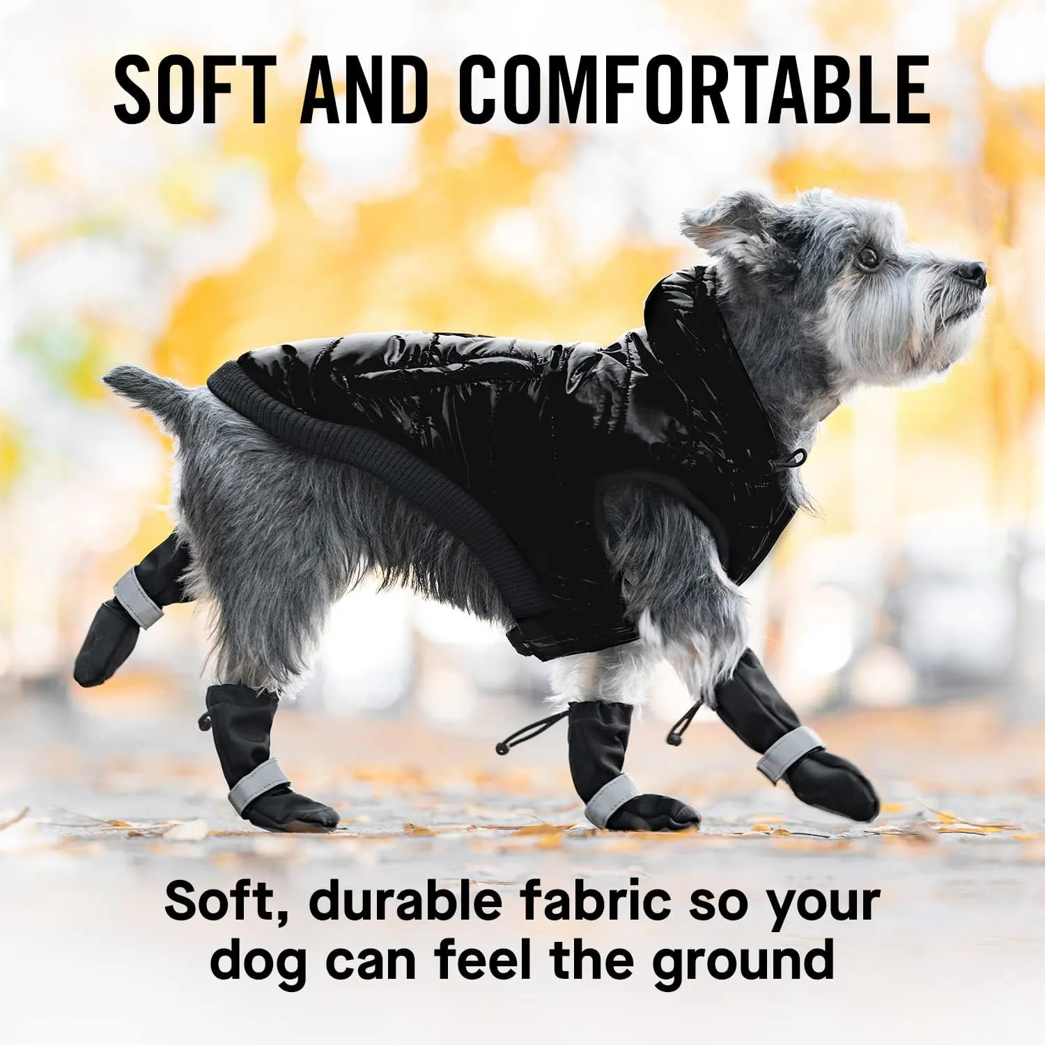 Canada Pooch Dog Winter Boots - Paw Protection, Anti-Slip Dog Shoes with Reflective Strap, Easy On for Small Medium Large Dog Booties - Black, Size 6