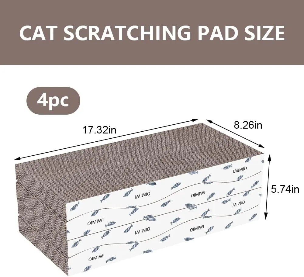 Cat Scratcher 4 PCS Pad, Cardboard with Premium Reversible Scratch Textures Design Wide Durable Scratching Pad