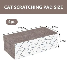 Cat Scratcher 4 PCS Pad, Cardboard with Premium Reversible Scratch Textures Design Wide Durable Scratching Pad