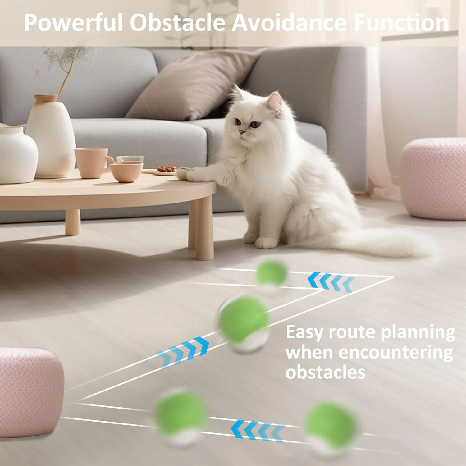 Chewie Viral Rolling Ball, Interactive Cat Toys Ball for Indoor, Cats Interactive Self Rolling Ball Dog Ball Automatic Cat Toy 360 Smart Automatic Rolling Pet Ball (Green)