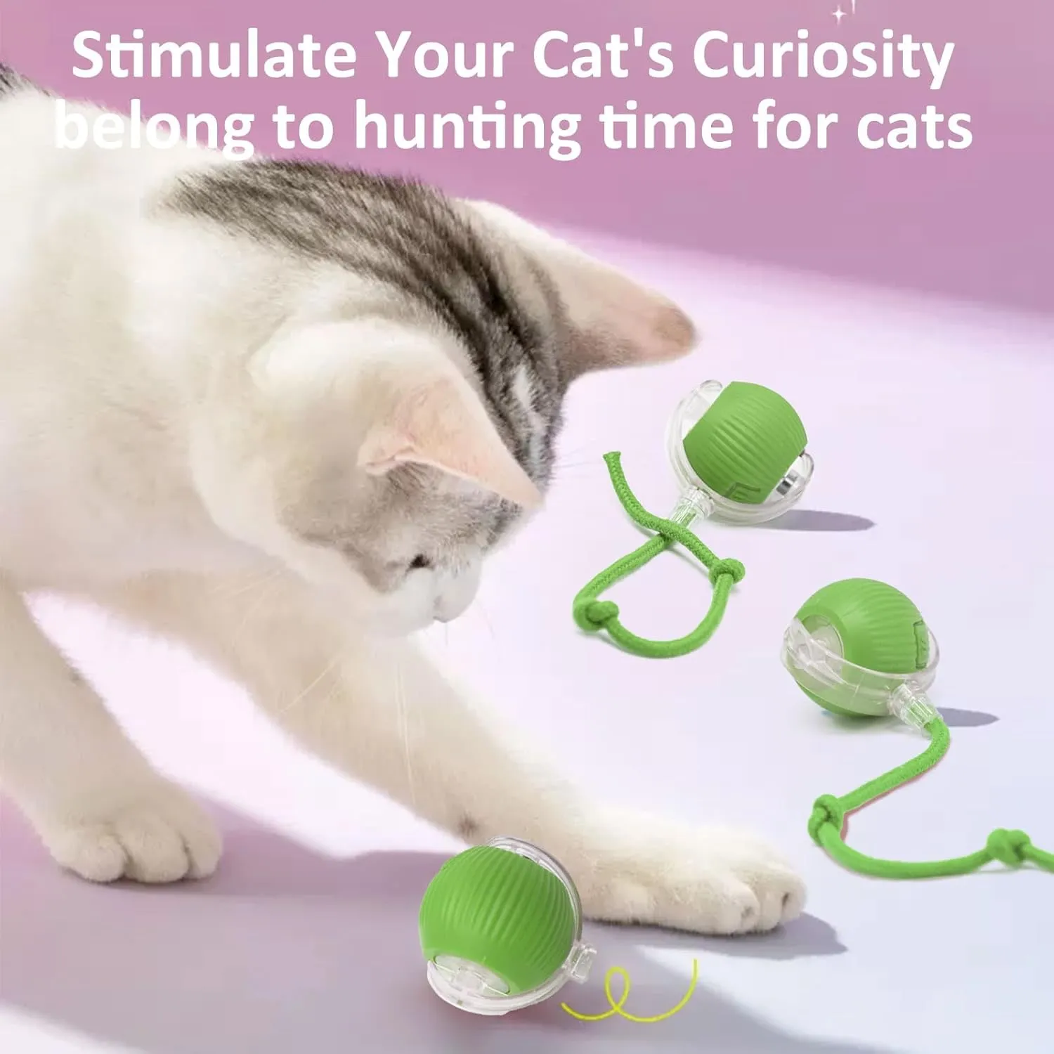 Chewie Viral Rolling Ball, Interactive Cat Toys Ball for Indoor, Cats Interactive Self Rolling Ball Dog Ball Automatic Cat Toy 360 Smart Automatic Rolling Pet Ball (Green)