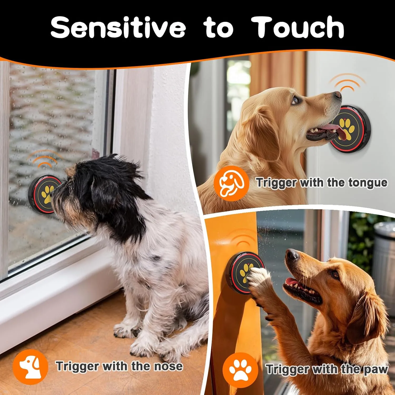 ChunHee Dog Door Bells, Smart Dog Doorbells for Dogs Potty Training to Ring to Go Outside Wireless, Dog Bells for Doggy to Go Potty Train with Adjustment Volume,1 Receivers & 3 Dog Buttons [New 2025]