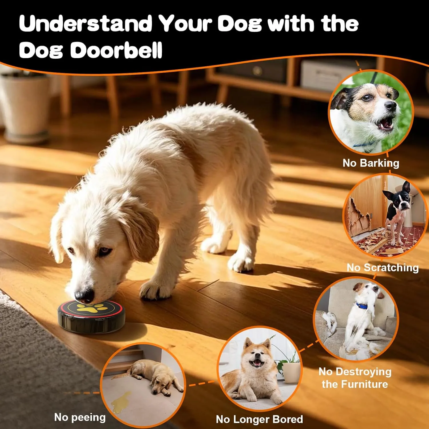 ChunHee Dog Door Bells, Smart Dog Doorbells for Dogs Potty Training to Ring to Go Outside Wireless, Dog Bells for Doggy to Go Potty Train with Adjustment Volume,1 Receivers & 3 Dog Buttons [New 2025]