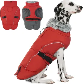 DENTRUN Dog Winter Warm Coat - Windproof Cozy Jacket with Thick Fleece, Water Repellent, Reflective for Outdoor Small to Large Dogs