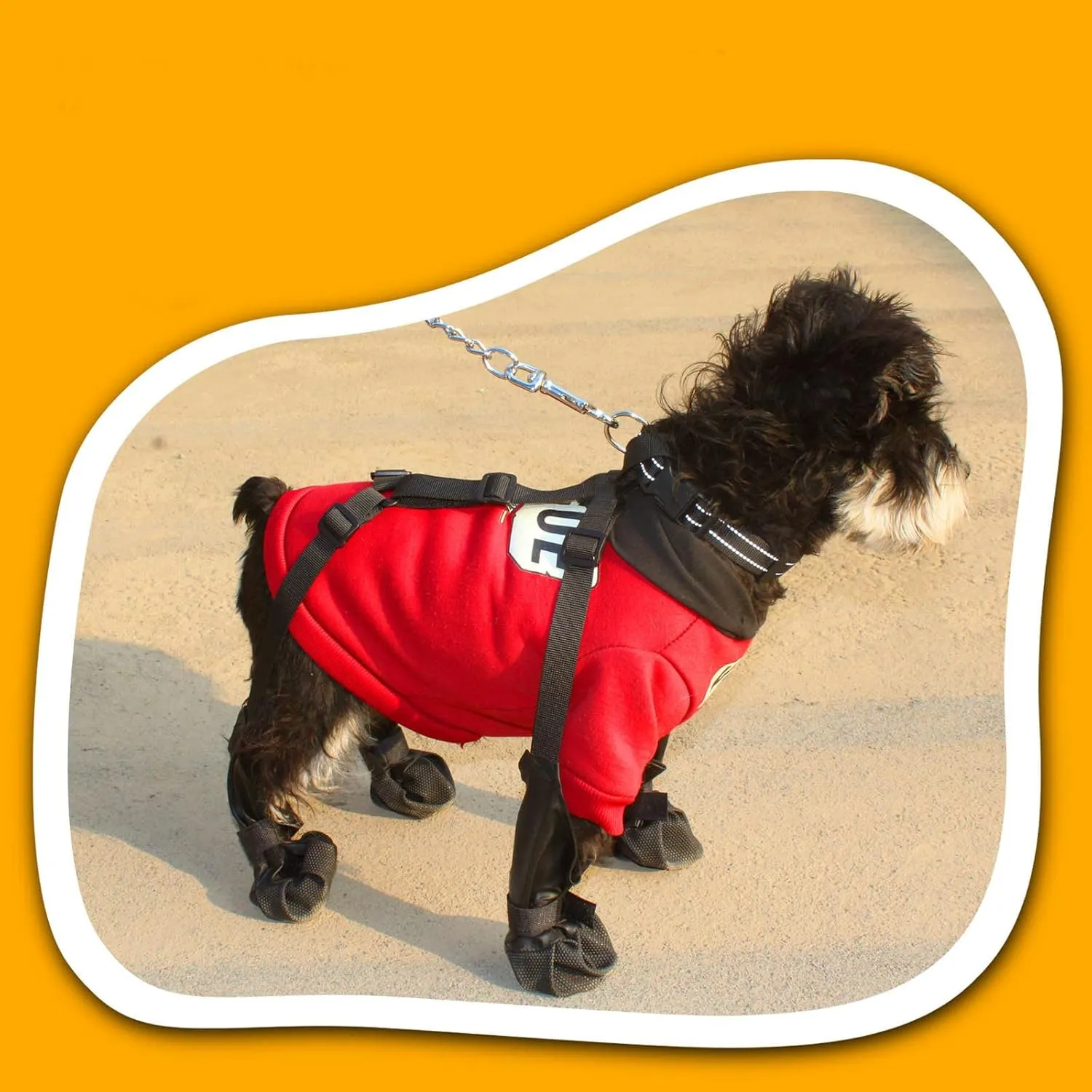 Dog Boots Suspenders, Waterproof Anti-Slip Dogs Paw Protectors, Pet Shoes for Small Medium Big Dogs, Adjustable Anti-Dirt Dog Shoes Suspender Boots for Winter Walking Hiking/Summer Hot Pavement(XS)