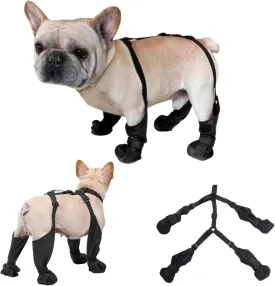 Dog Boots Suspenders, Waterproof Anti-Slip Dogs Paw Protectors, Pet Shoes for Small Medium Big Dogs, Adjustable Anti-Dirt Dog Shoes Suspender Boots for Winter Walking Hiking/Summer Hot Pavement(XS)
