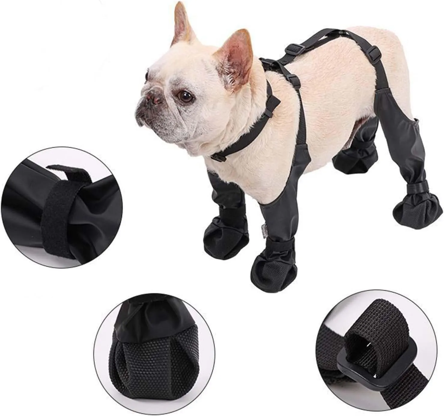 Dog Boots Suspenders, Waterproof Anti-Slip Dogs Paw Protectors, Pet Shoes for Small Medium Big Dogs, Adjustable Anti-Dirt Dog Shoes Suspender Boots for Winter Walking Hiking/Summer Hot Pavement(XS)