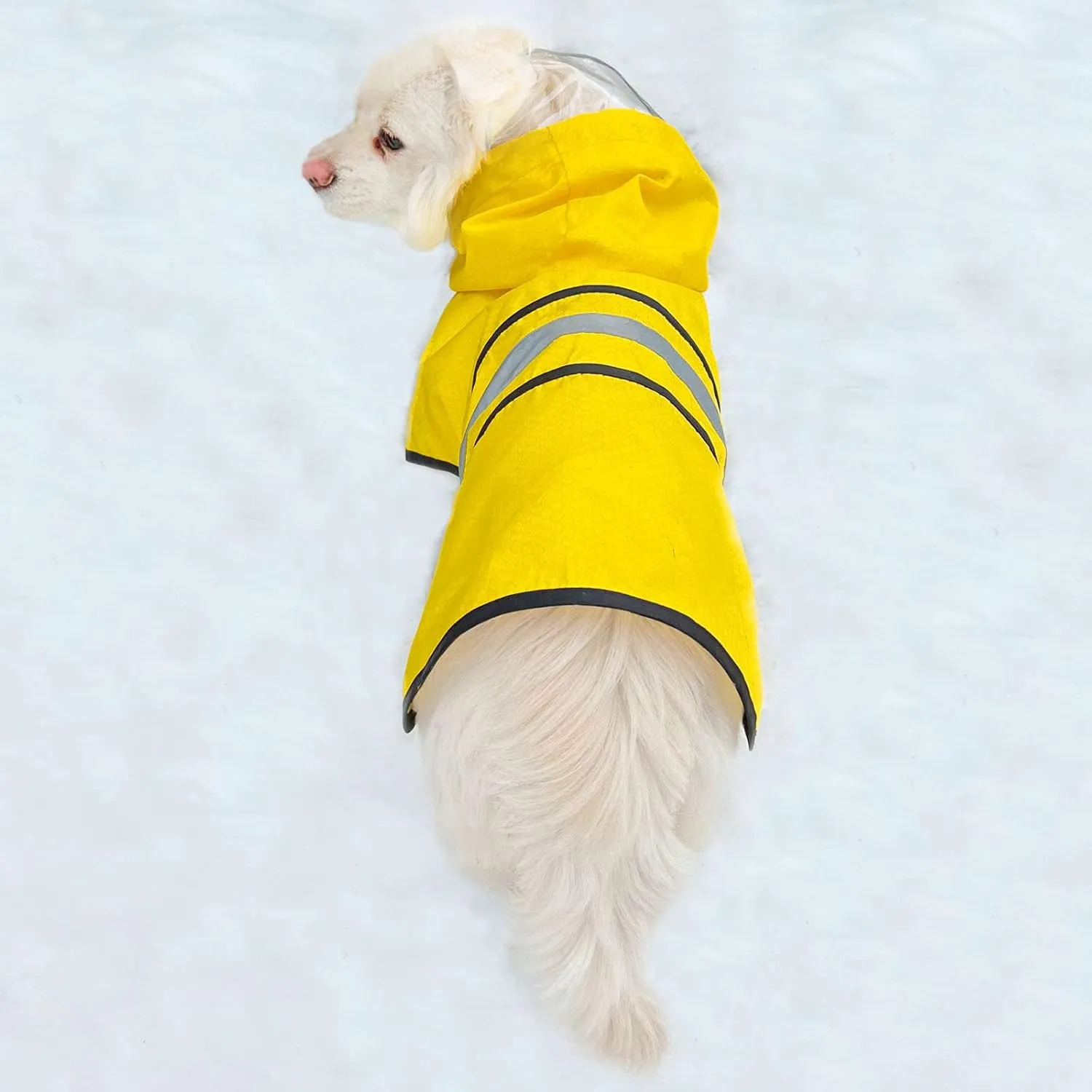 Dog Raincoat Waterproof Reflective Slicker - Lightweight Breathable Hooded Poncho Rain Coat Jacket with Adjustable Belly Strap and Leash Hole for Small Medium Large Dogs (Medium, Yellow)