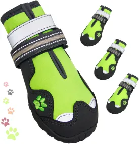 Dog Shoes, FISHOAKY Dog Shoes for Large Dogs, 360Anti Slip Medium Dog Boots & Paw Protectors Winter Snowy and Summer Hot Pavement, Waterproof 4Pcs Dog Booties with Reflective Strips (Size 1)