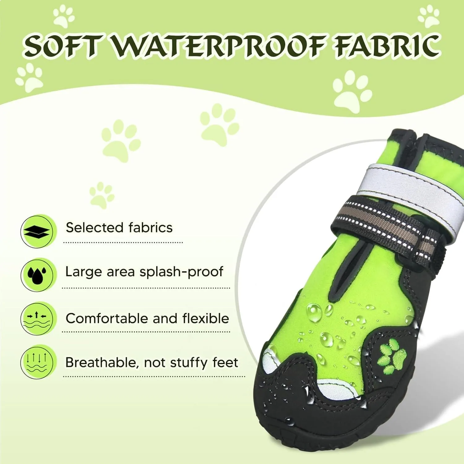 Dog Shoes, FISHOAKY Dog Shoes for Large Dogs, 360Anti Slip Medium Dog Boots & Paw Protectors Winter Snowy and Summer Hot Pavement, Waterproof 4Pcs Dog Booties with Reflective Strips (Size 1)