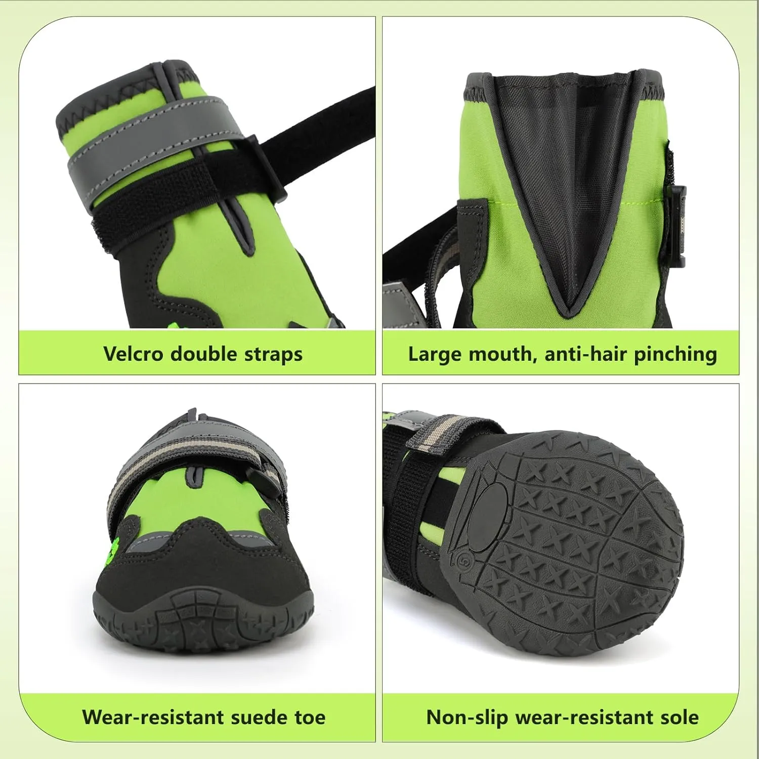 Dog Shoes, FISHOAKY Dog Shoes for Large Dogs, 360Anti Slip Medium Dog Boots & Paw Protectors Winter Snowy and Summer Hot Pavement, Waterproof 4Pcs Dog Booties with Reflective Strips (Size 1)