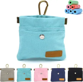 Dog Treat Pouch, Hand Free Dog Training Treat Bag with Carabiner & Magnetic Buckle, Auto Closing Dog Walking Bag for Puppy Travel or Outdoor Use, Pet Feed Snack Reward Pocket, Blue