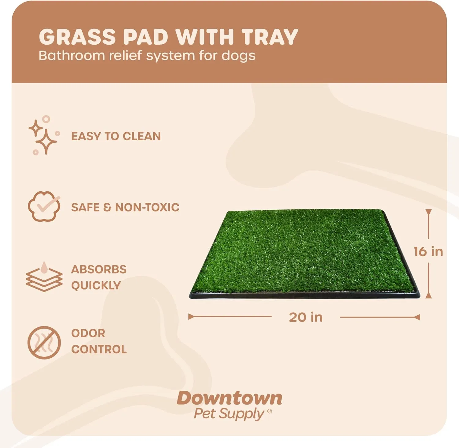 Downtown Pet Supply Dog Grass Pad with Tray, 16 x 20 - Outdoor and Indoor Potty System for Dogs with Replaceable Synthetic Grass Pee Turf - Portable and Waterproof Turf Dog Potty