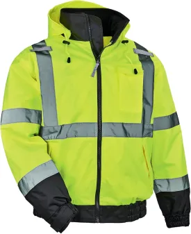 Ergodyne Unisex-Adult 2-in-1 Hi Vis Winter Bomber Jacket, Lime, 5X-Large US