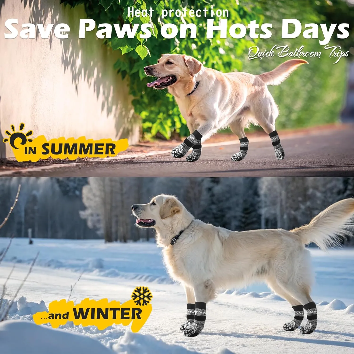 EXPAWLORER 6PCS Anti-Slip Dog Socks to Prevent Licking Paws,Dog Shoes for Hot Pavement,Best Paw Protector Traction Control on Hardwood Floor,Dog Booties for Puppy Small Medium Large Senior Dogs