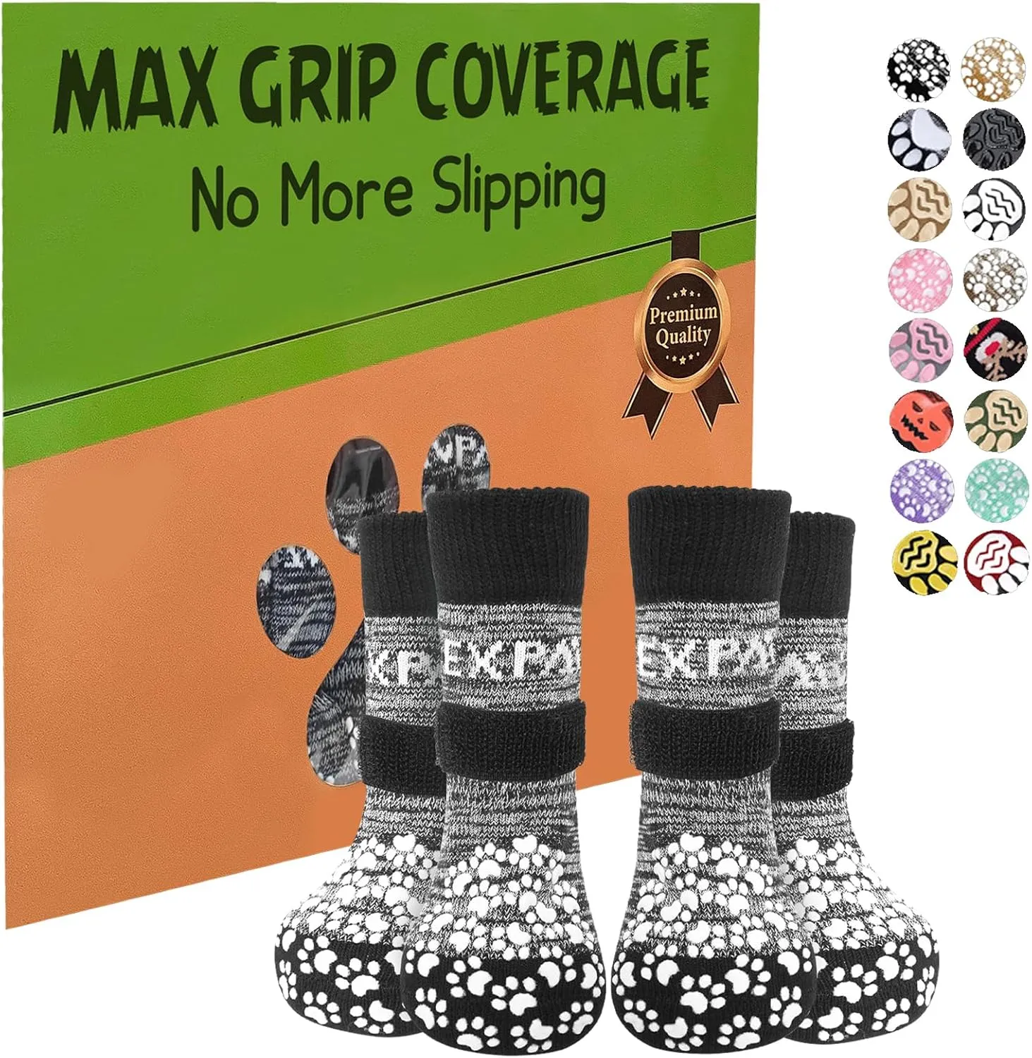 EXPAWLORER 6PCS Anti-Slip Dog Socks to Prevent Licking Paws,Dog Shoes for Hot Pavement,Best Paw Protector Traction Control on Hardwood Floor,Dog Booties for Puppy Small Medium Large Senior Dogs