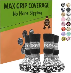 EXPAWLORER 6PCS Anti-Slip Dog Socks to Prevent Licking Paws,Dog Shoes for Hot Pavement,Best Paw Protector Traction Control on Hardwood Floor,Dog Booties for Puppy Small Medium Large Senior Dogs