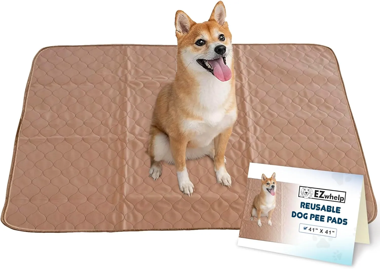 EZwhelp Reusable Dog Pee Pads - Waterproof Training Pads for Dogs - Washable & Sanitary - Rounded Corners - Laminated, Lightweight, Durable - Pet Essentials for Puppy Training and Whelping - 41" x 41"
