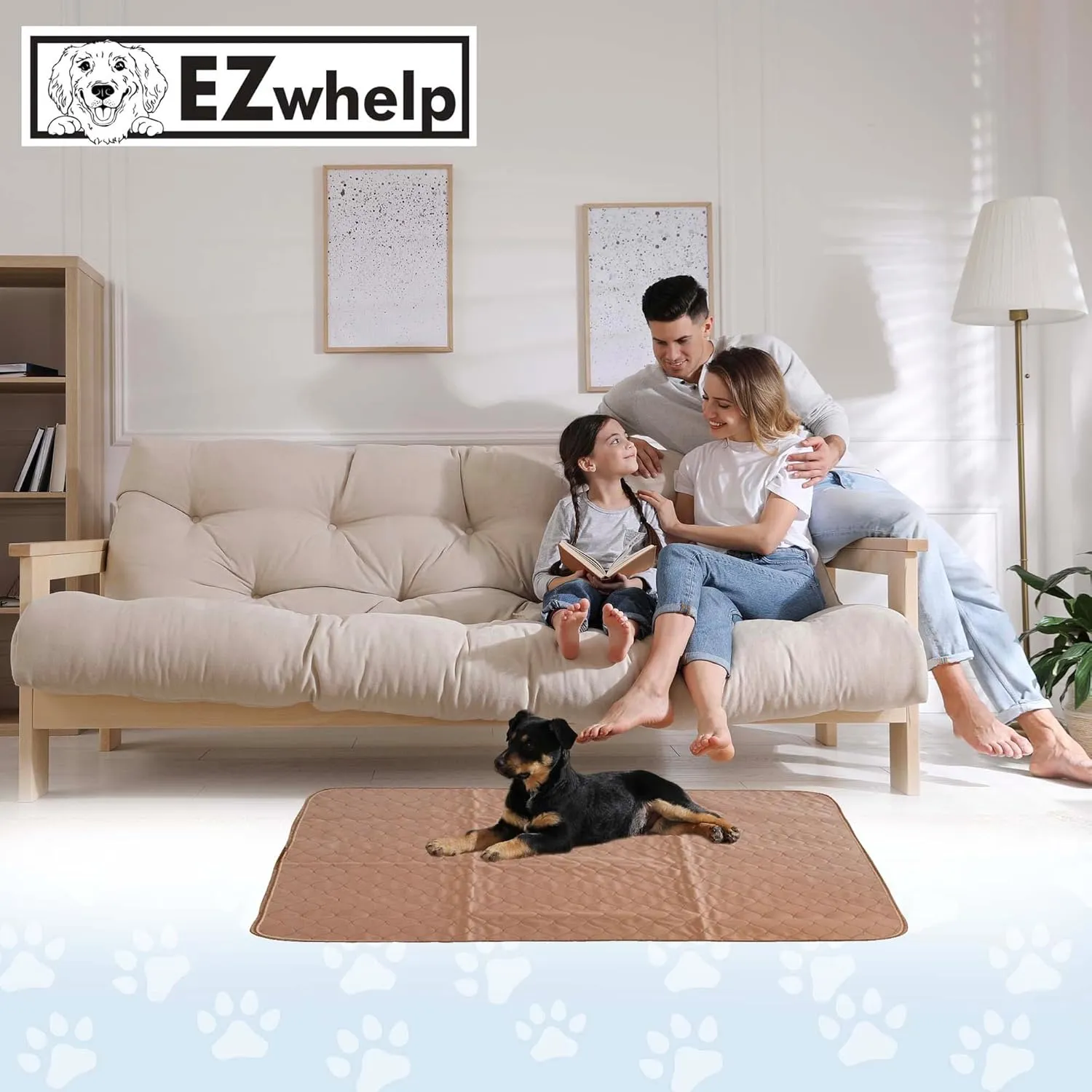 EZwhelp Reusable Dog Pee Pads - Waterproof Training Pads for Dogs - Washable & Sanitary - Rounded Corners - Laminated, Lightweight, Durable - Pet Essentials for Puppy Training and Whelping - 41" x 41"