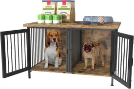 GDLF Double Dog Crate with Divider for 2 Small or 1 Dog, Furniture Style Kennel Indoor Cage with Removable Panel (Int.dims:36.2Wx24.5Dx21H)