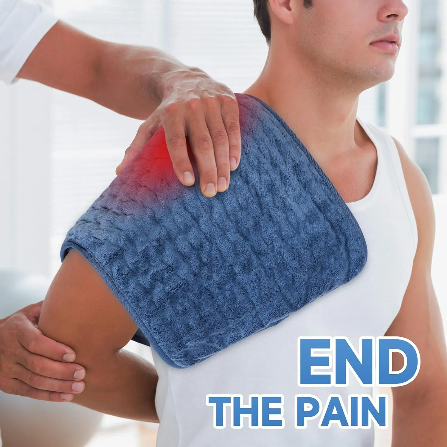 Heating Pad for Back, Heating Pad for Period Cramps with 6 Heat Settings & Timer, Portable Electric Heating Pads for Neck and Shoulders, Christmas Gifts for Women, Men, Blue
