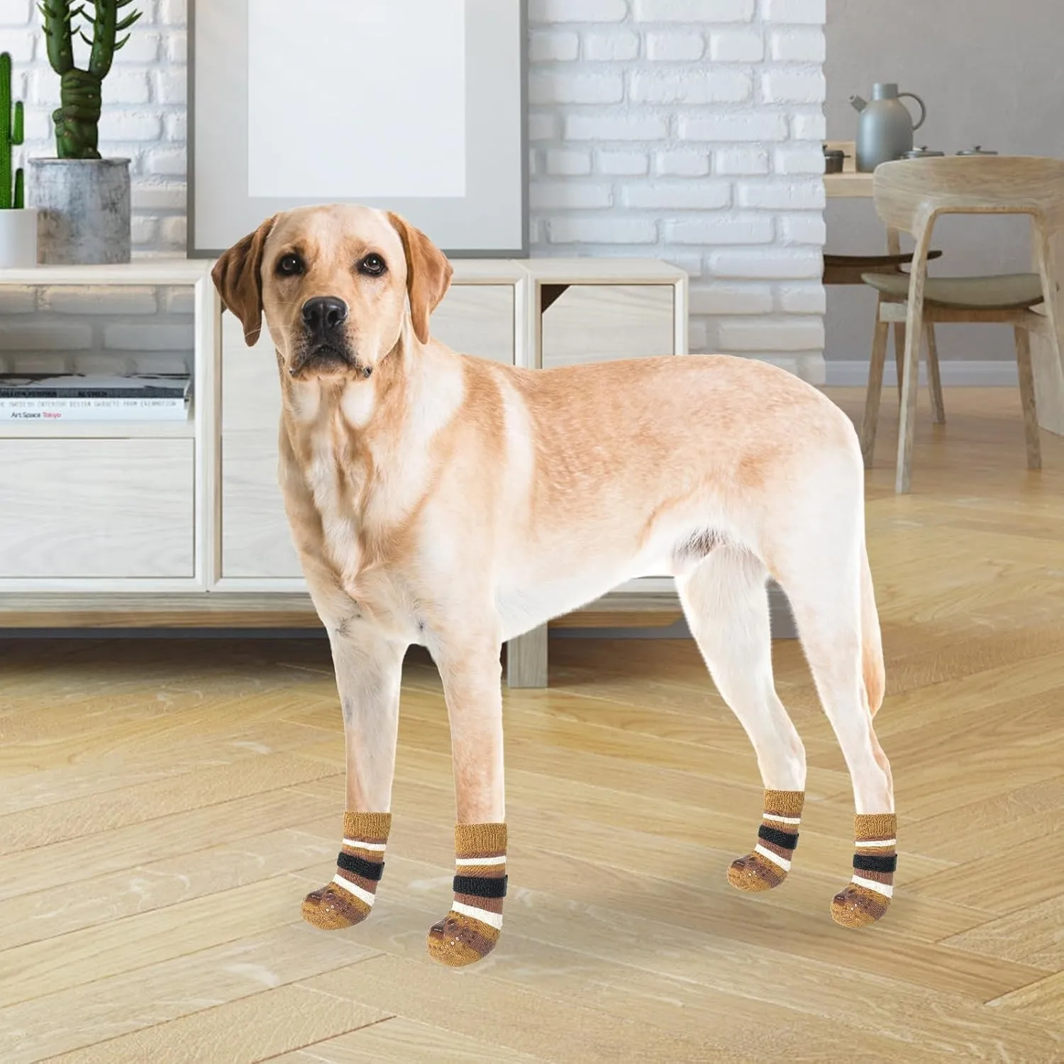 KOOLTAIL Anti Slip Dog Socks for Hot Pavement, 3 Pairs Dog Boots & Paw Protectors to Prevent Licking Paws with Grippers, Double Sides Booties Shoes for Hardwood Floors Small Medium Large Senior Dogs