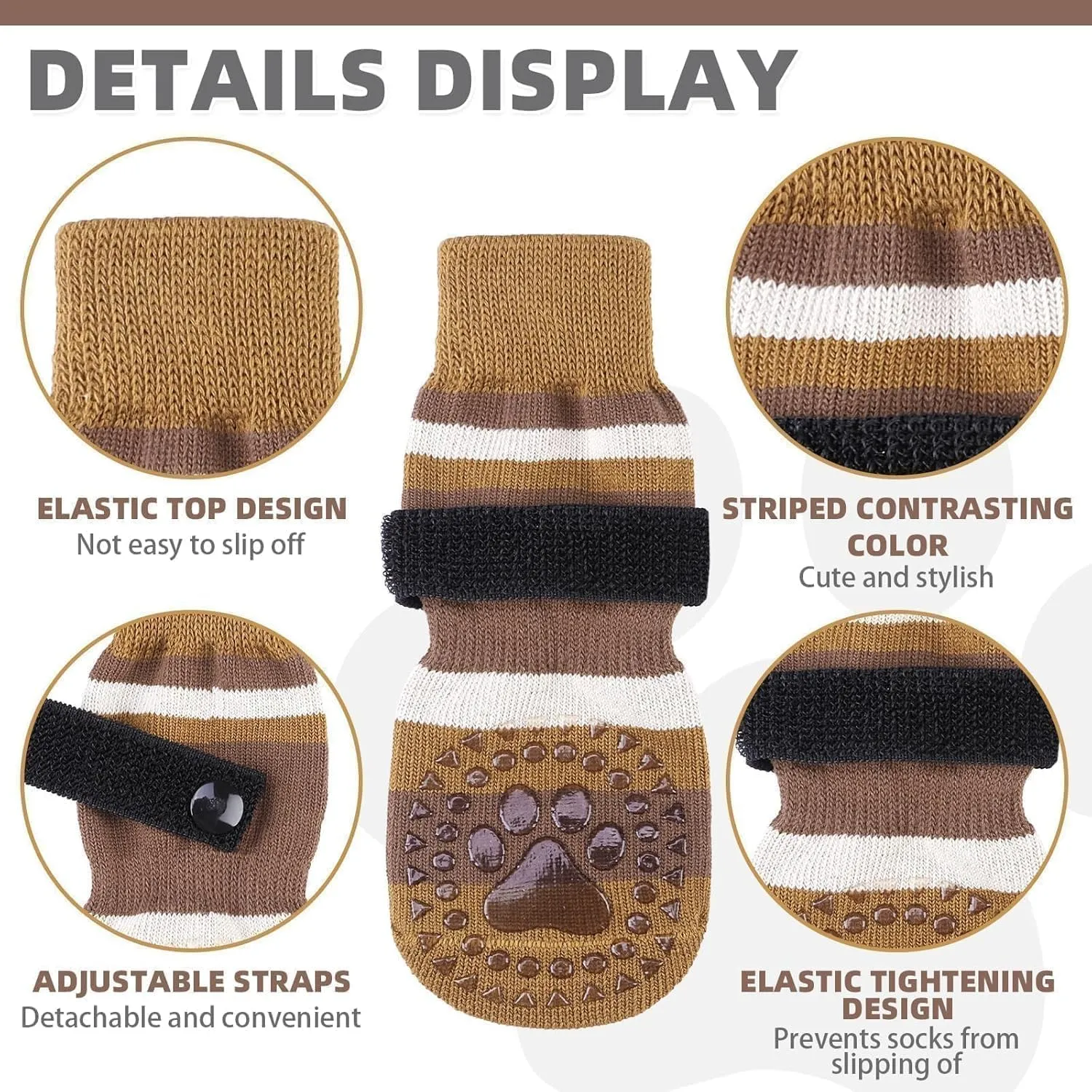 KOOLTAIL Anti Slip Dog Socks for Hot Pavement, 3 Pairs Dog Boots & Paw Protectors to Prevent Licking Paws with Grippers, Double Sides Booties Shoes for Hardwood Floors Small Medium Large Senior Dogs