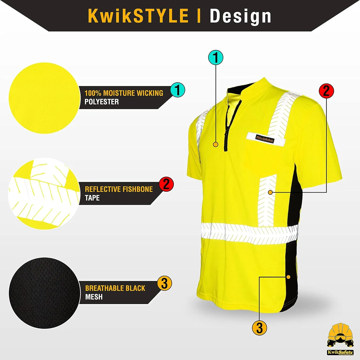 KwikSafety - Charlotte, NC - Premium Short Sleeve Safety Shirts [Crew Neck, Button & Zip Collar] Class 2 ANSI Tested OSHA