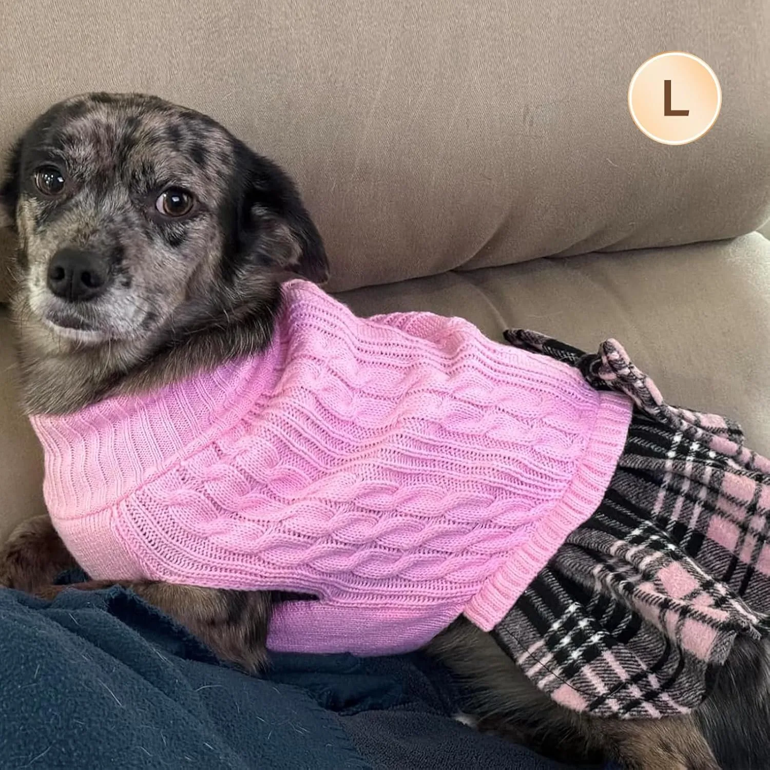 KYEESE Dog Sweater for Small Dogs - Soft Stretchy Pullover with Bowtie & Turtleneck