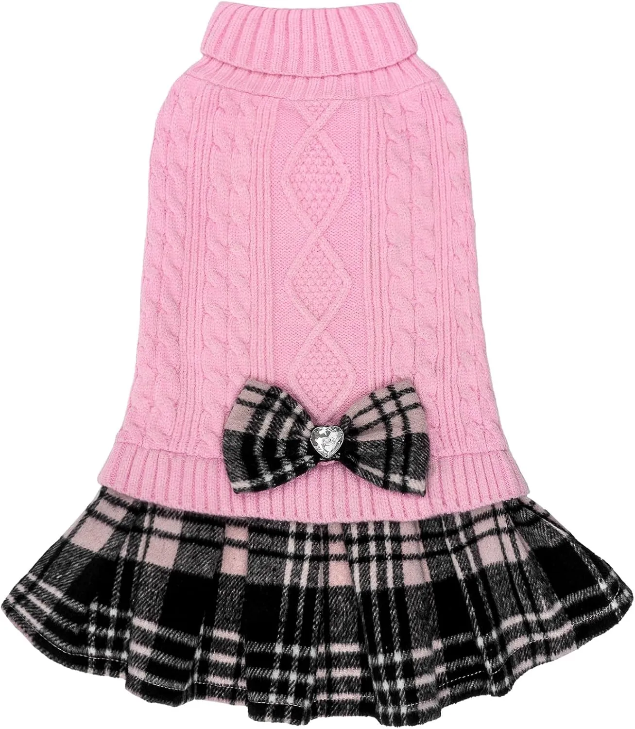 KYEESE Dog Sweater for Small Dogs - Soft Stretchy Pullover with Bowtie & Turtleneck