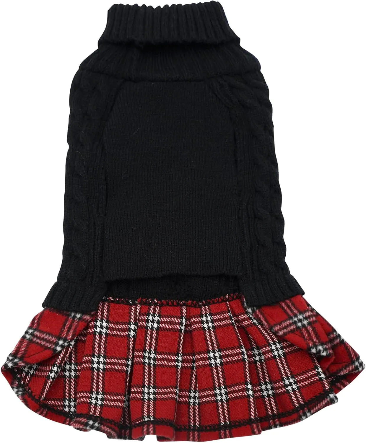 KYEESE Dog Turtleneck Sweater - Medium/Large Size with Bowtie, Knitwear Dog Coat for Warmth
