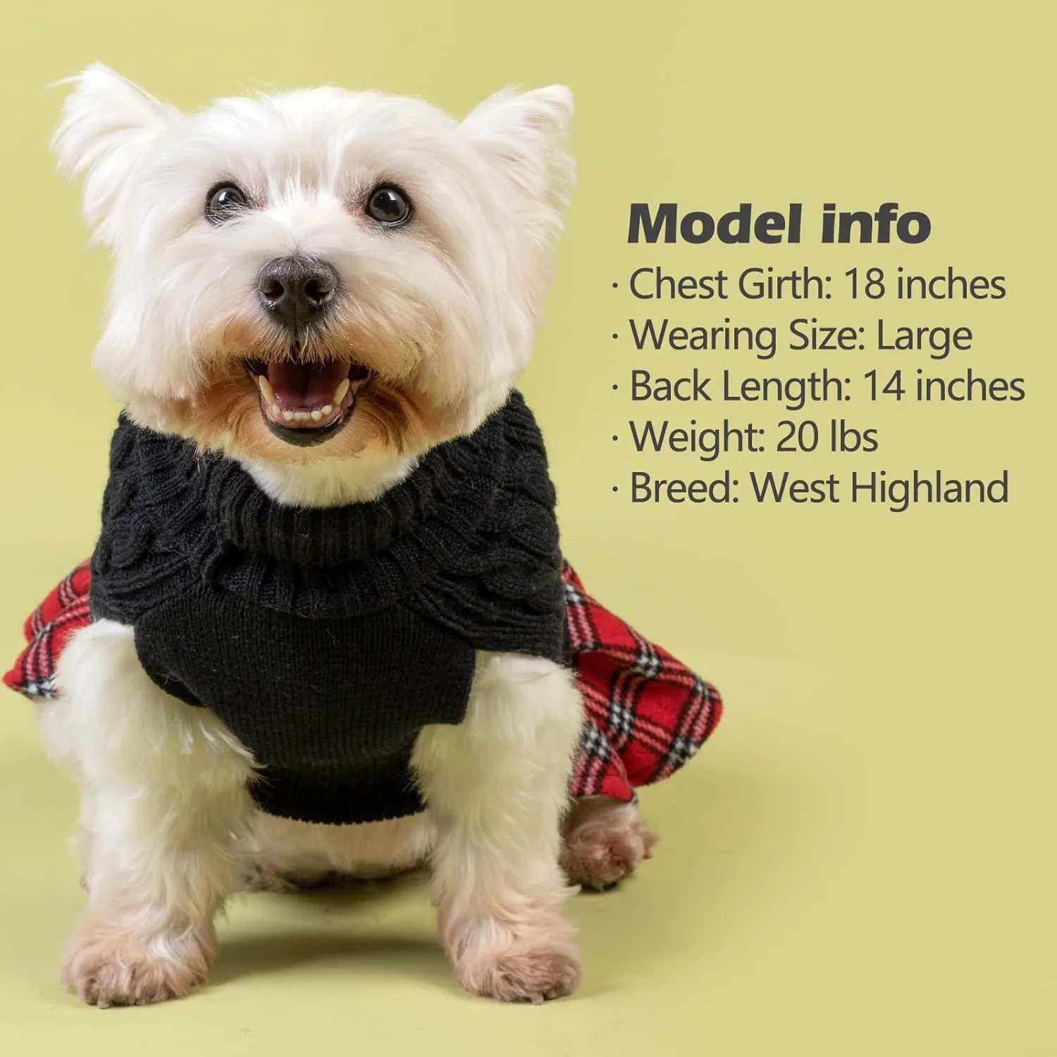 KYEESE Dog Turtleneck Sweater - Medium/Large Size with Bowtie, Knitwear Dog Coat for Warmth