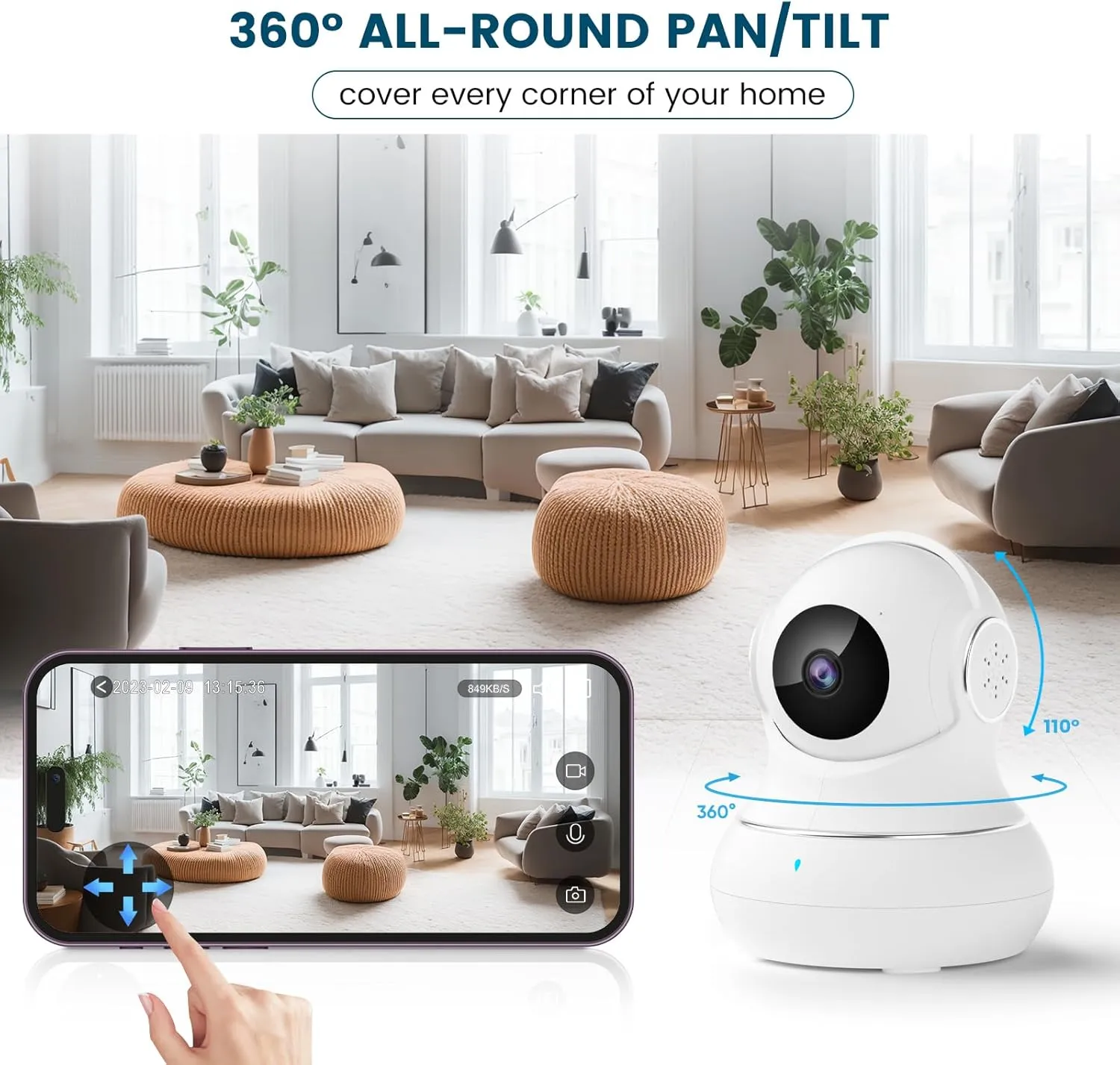 litokam Security Camera Indoor 2K, 360 Pan/Tilt Cameras for Home Security with Motion Detection, Baby Monitor for Pet/Dog with Night Vision, 2.4GHz WiFi Cam with Phone App & 2-Way Audio