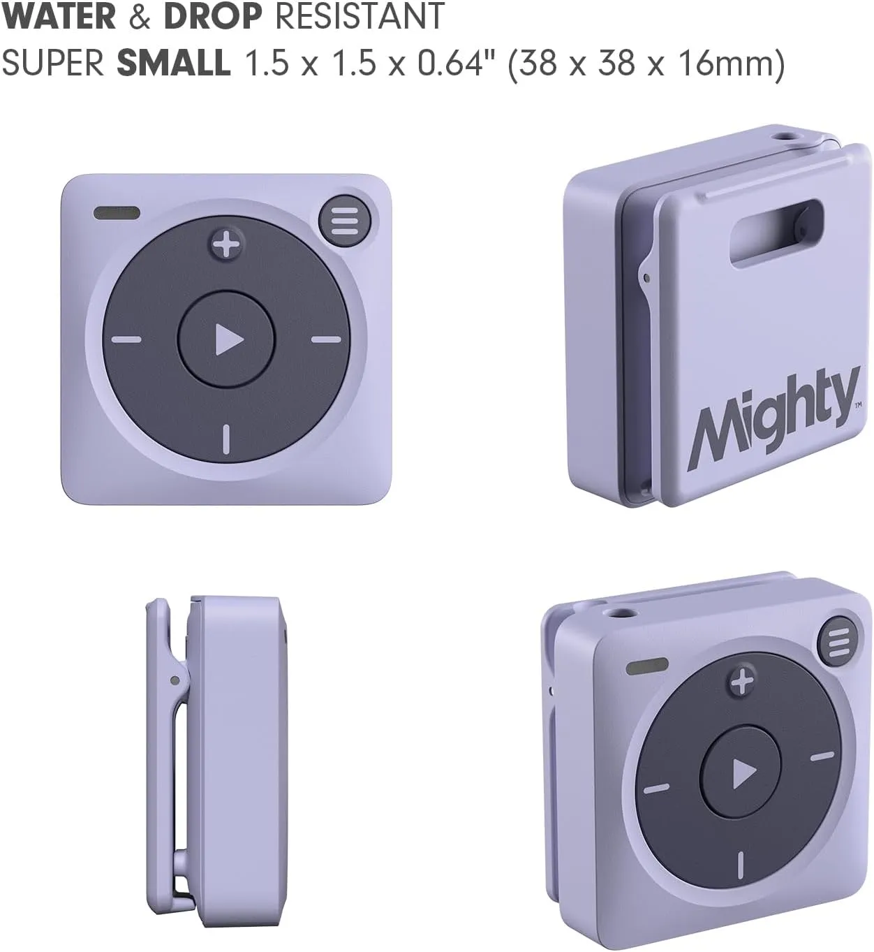 Mighty 3 Spotify & Amazon Music Player - Compatible with Bluetooth & Wired Headphones - 1,000  Song Storage - Screen Free Music Player - No Phone Needed - (Lavender)