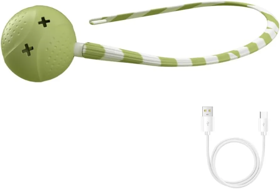 MiOYOOW Interactive Cat Ball Toy, Automatic Cat Tail Teaser Toy with Long Tail Teaser, USB Motion Activated Moving Ball Toy with LED Light for Cat Kitty