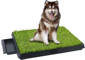 Moclever Dog Grass Pee Pad with Tray  25"x20" Indoor & Outdoor Dog Potty Trainer, 3-Layer System with Drawer, Fake Grass Pad for Small & Medium Dogs