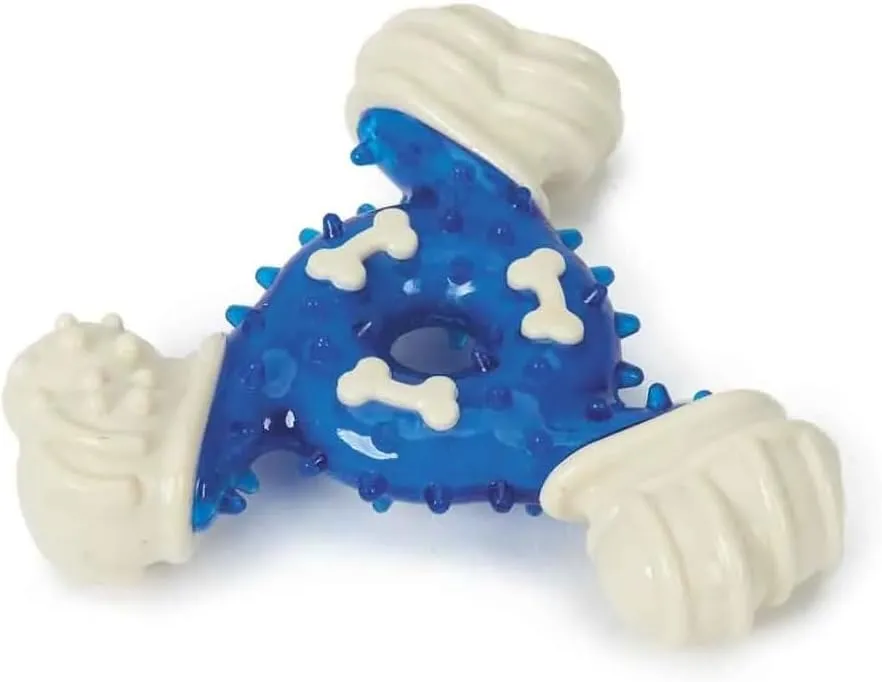MPP 4.5 Inch Mighty Triangle Dog Toy Tough Chew Durable Rubber Unique Texture Bounce (Full Set - All 3 Colors)
