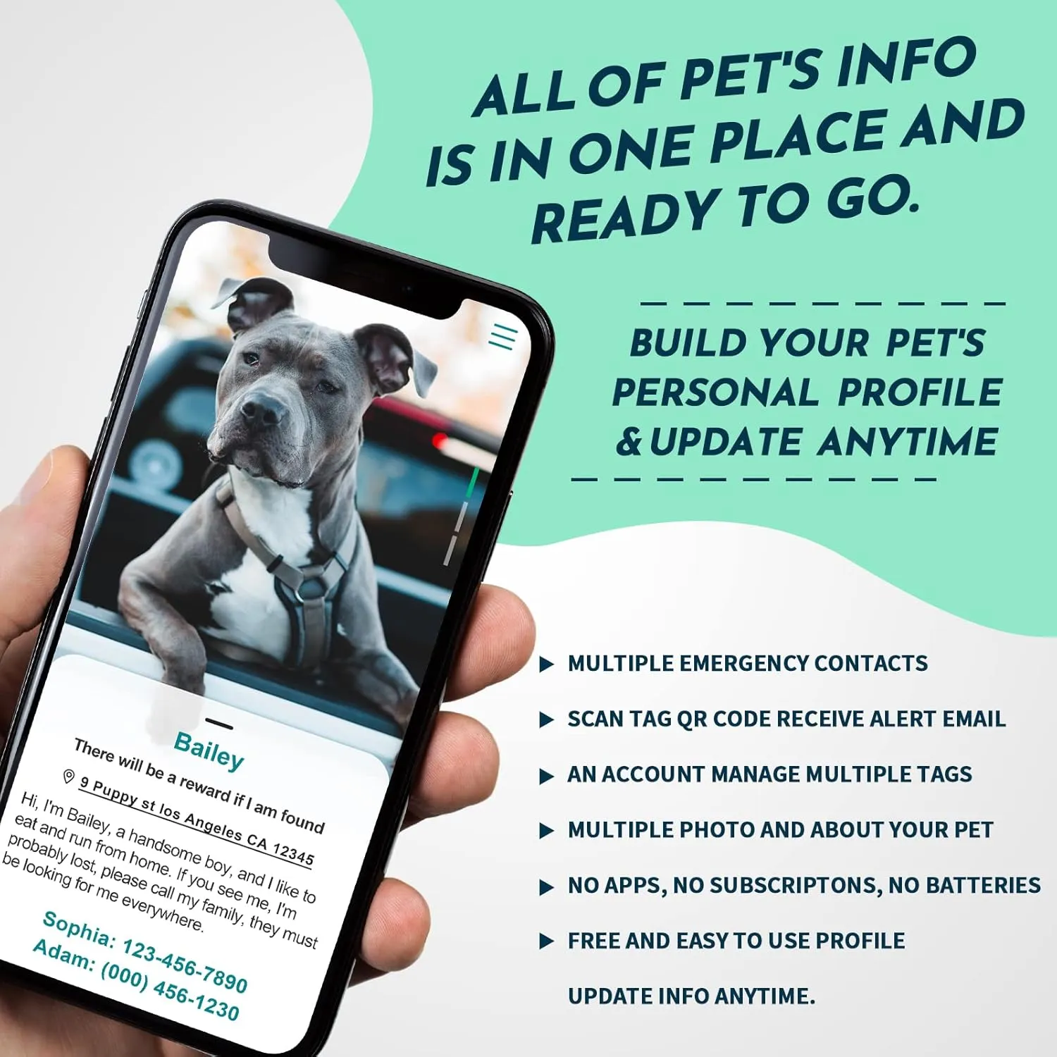 MYLUCKYTAG QR Code Pet ID Cat/Dog Tag - Quiet Engraved Silicone, Online Profile, Location Alert Email - Durable Digital Pet Tag for Dog Collar