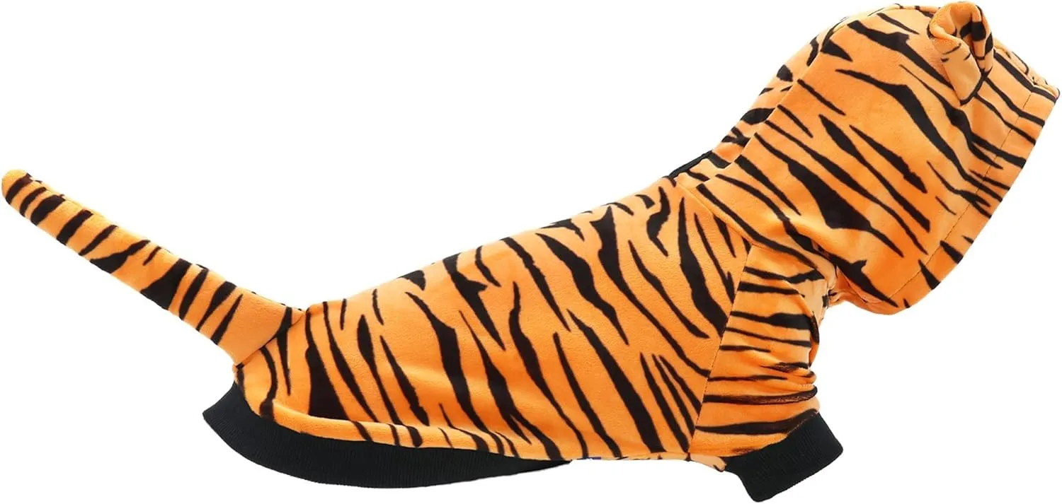 NACOCO Halloween Dog Tiger Costume-Pet Cosplay Clothes Cat Coat Hoodie Outfits Warm Winter Apparel for Dog Small and Medium Cat(S)