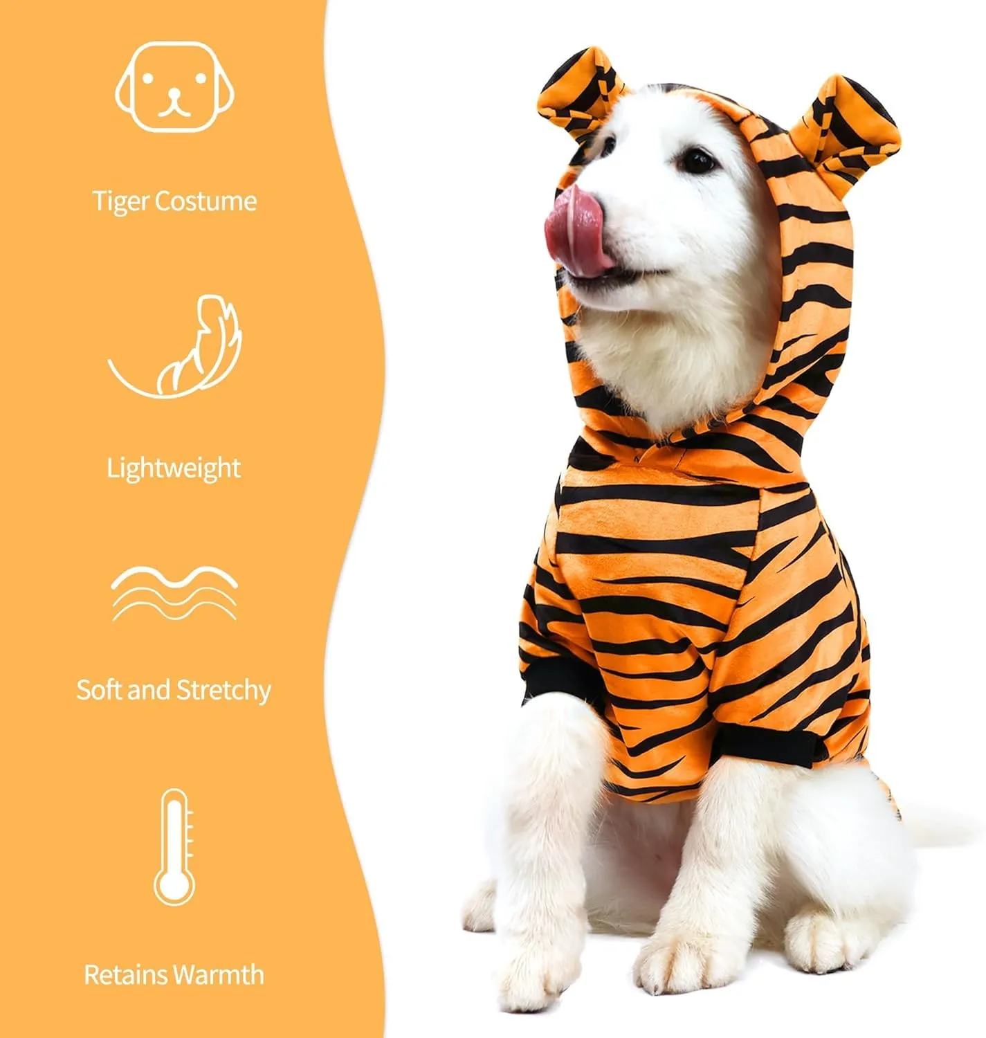 NACOCO Halloween Dog Tiger Costume-Pet Cosplay Clothes Cat Coat Hoodie Outfits Warm Winter Apparel for Dog Small and Medium Cat(S)