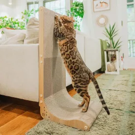 Necoichi Cardboard Cat Scratcher Wall for Indoor Cats - Cat Scratching Board, Cat Scratch Pad Lounger with Reversible Usability and Extra Comfort for Lounge, Curved (Oak, Large)