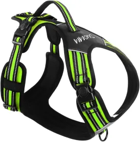 No Pull Dog Harness with Handle - Adjustable Reflective Tactical Vest for Medium & Large Dogs - Comfort Fit Padded Vest for Walking, Hiking, Training - Night Safety (Green, X-Large)