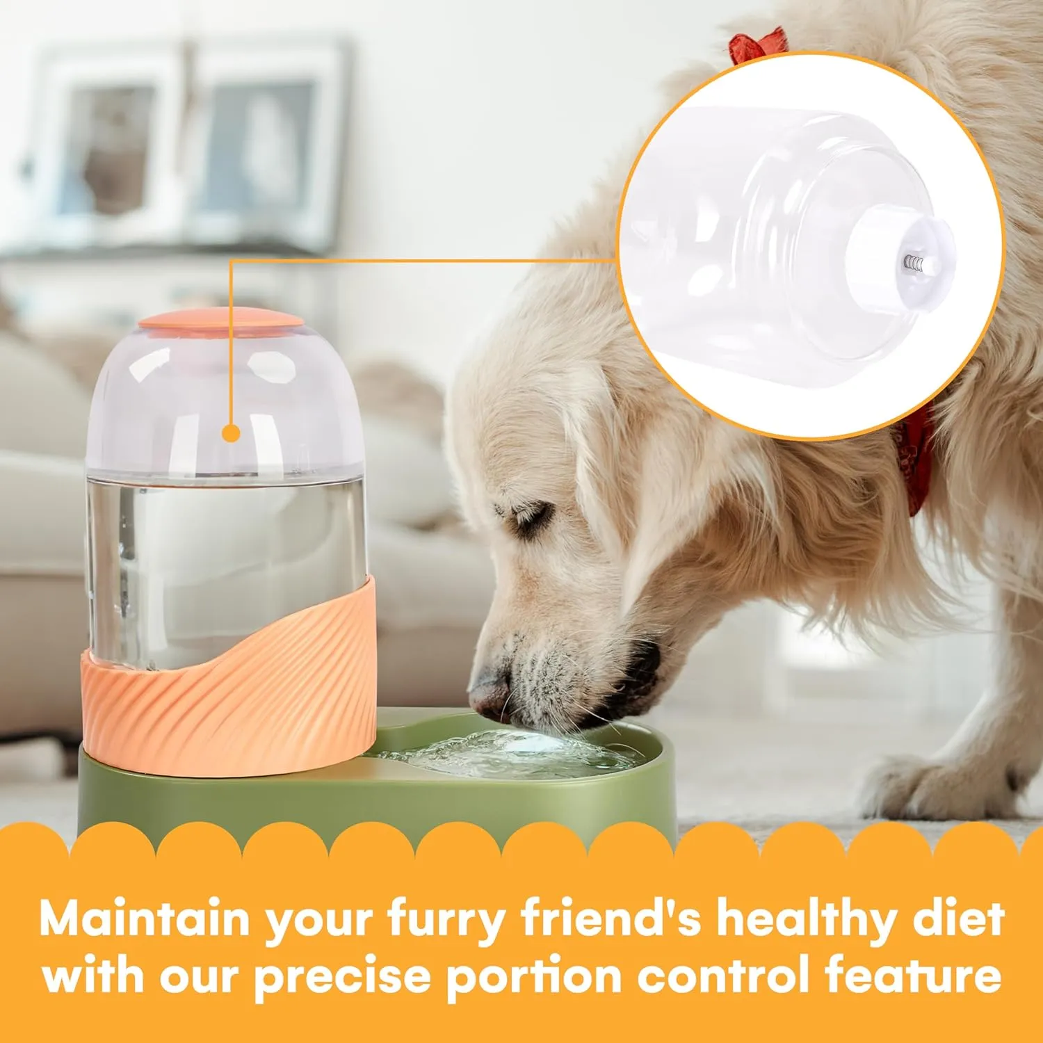 Noa Store Cat Water and Food Dispenser Set, 6.2" Wx12.9 Lx8.6 H Each - Automatic Dog Feeder and Waterer - Self-Feeding Gravity Bowls for Indoor Pets - Convenient Hydration Solution - 2 Pack, Green