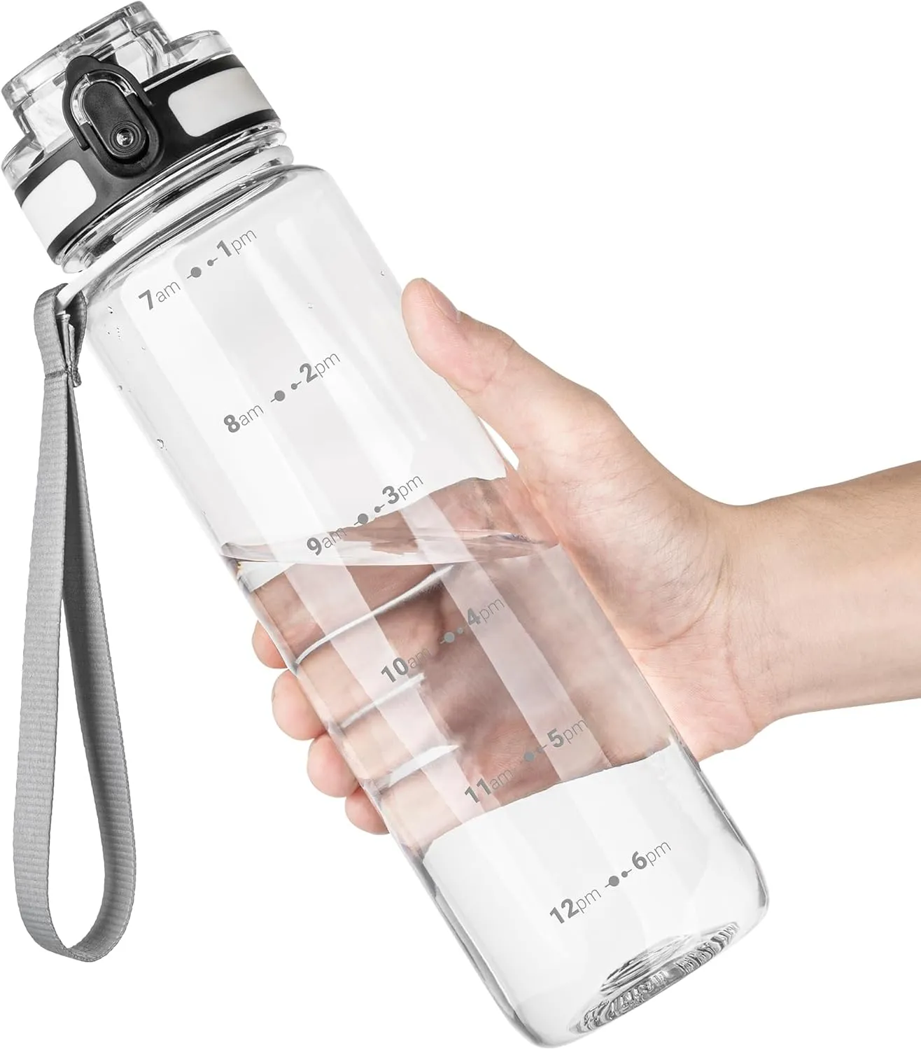 OLDLEY 32 oz Water Bottle, Motivational Water Bottle with Time Marker, Sports Water Bottle With Strap, Leakproof & BPA Free Large Water Bottles for School, Gym, Travel, Outdoor, Tritan, Transparent
